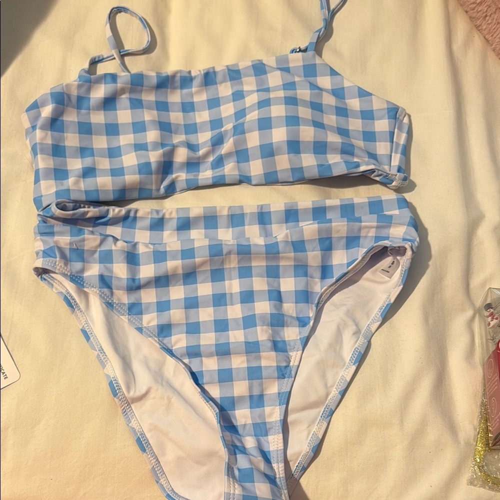 Blue Gingham Bikini Set